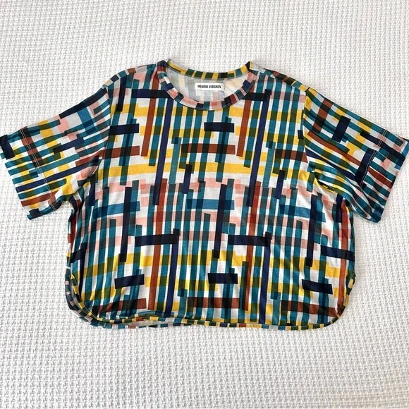 Henrik Vibskov Stone Grabber Tee Womens M/L Multicolor Geometric 100% Tencel - Picture 4 of 9